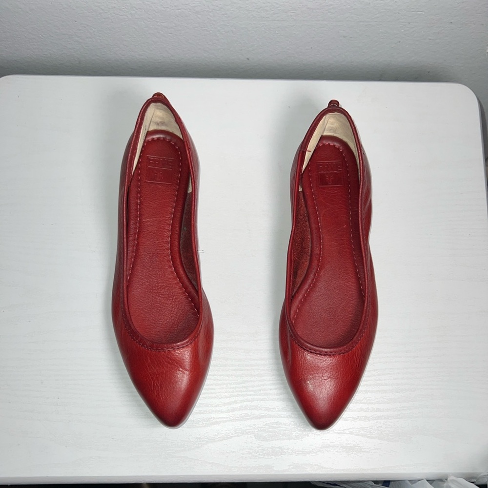 FRYE Elegant Red Leather BALLERINA Flats SZ. 7.5